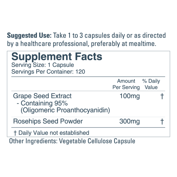 Grape Seed Extract 100 mg, 120 capsules - Image 2