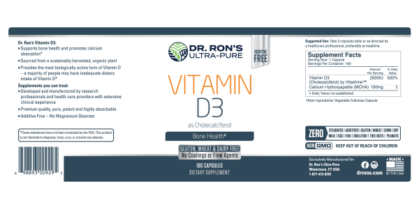 Vitamin D3, 2000 IU, 180 Capsules - Image 3